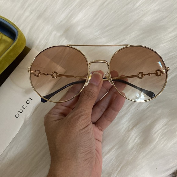 New Authentic Gucci Sunglasses GG0878S 003 59 Horsebit Oversized Round - Picture 10 of 12